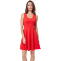 Kate Kasin Mulheres Elegante e Slim Fit casual mangas U-pescoço tanque vermelho vestido de verão KK000487-2